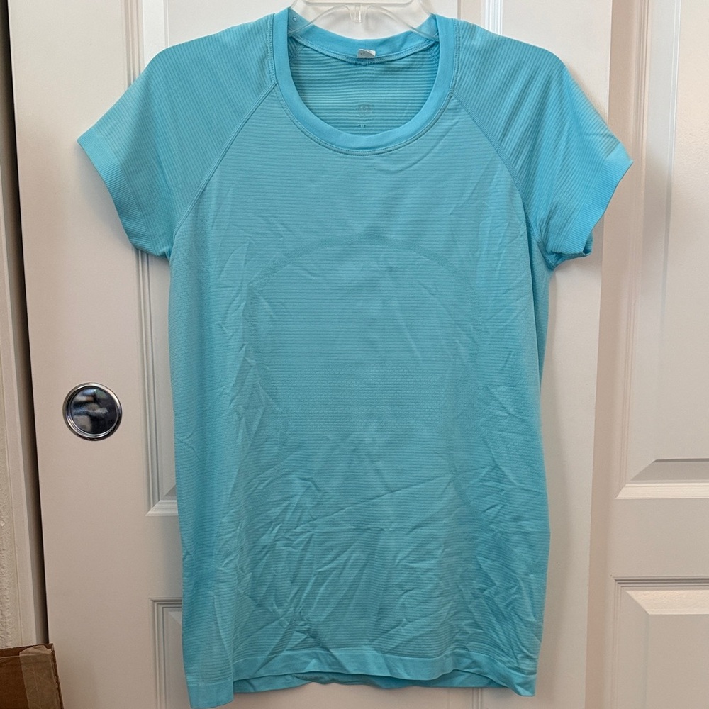 Women Lululemon Swiftly Tech Short Sleeve 2.0 cyan blue 10